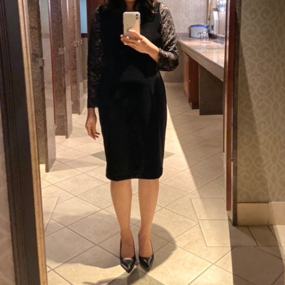 Zara black velvet lace dress